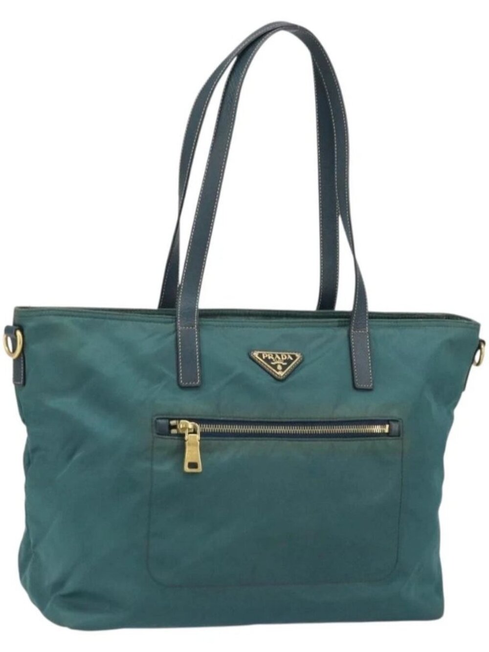 PRADA Tote Bag Nylon Green Gold
